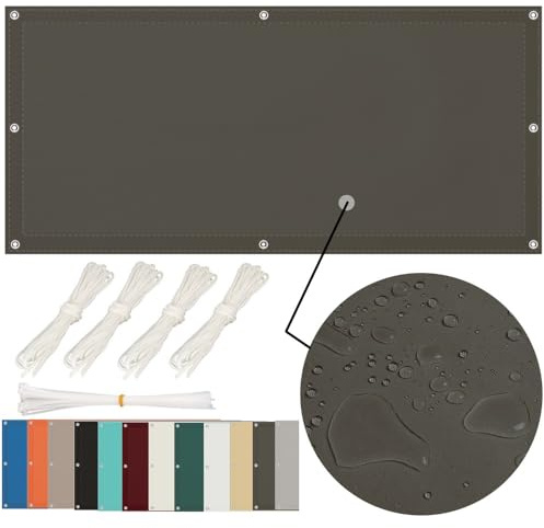 Sonnensegel 1x2m, Sonnensegel Wasserdicht Rechteckig mit ösen, Sonnenschutz Balkon Sonnensegel Terrasse Ohne Bohren, Segeltuch für Terrasse Garten UV Schutz, Schwer, Dunkelgrau