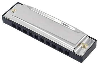 Mundharmonika Dur Blues Diatonische Mundharmonika C-Tonart 10 Löcher 20 Töne Jazz Folk Harfe mit Hartschalenkoffer für Anfänger Erwachsene Studenten Silber/Schwarz(Silver)