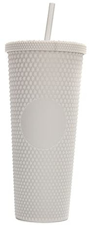 YIWEOG Tazas Vaso de agua de gran capacidad de 710ML/24OZ, vaso mate completamente tachonado, vaso de plástico reutilizable con tapa de paja a prueba de fugas de apertura amplia