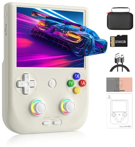 NULA RG406V Retro Handheld Game Console, Built-in 256G / 9000+ Games 4-inch IPS Multi-Touch Screen Android 13 Video Game Player, Hall Joystick RGB Lighting 5500mAh 8GB RAM128GB Storage