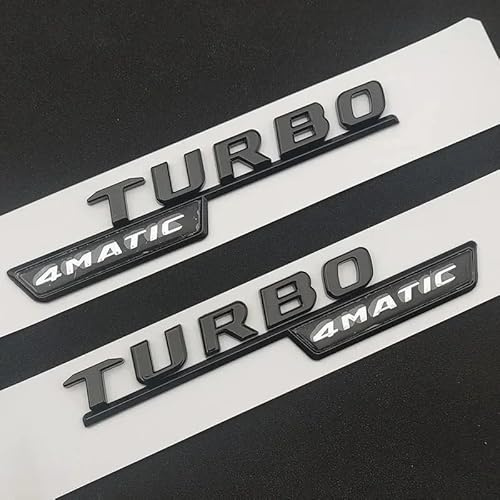ERAKAFZTTK ABS Chrom Passend for Mercedes A 35 45 AMG W177 W176 A35 A45 A45S Turbo 4MATIC Kofferraumbuchstaben Emblem Abzeichen Logo Aufkleber Zubehör(Black Turbo Black)