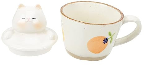 DECHOUS Ceramic Breakfast Cup with Cartoon Lid for Coffee and Milk