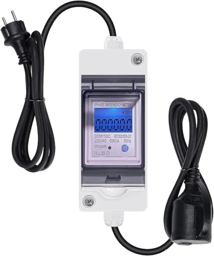 Compteur Electrique Numérique Mobile 16A 230 V, appareil de mesure KWH mobile d'extérieur avec indice d'étanchéité IP65, compteur pour camping-cars, véhicules électriques, ménages