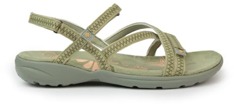 Izas Tencelle V4 Sandali da Donna Estivi per Trekking e Trekking. Scarpe sportive e comode. Sandali piatti con 3 regolatori., Cachi, 38 EU