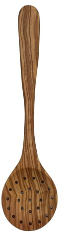 Cuchara de madera de olivo Plaisir, colador hecho a mano con agujeros, ideal para cocinar y colar