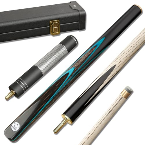 HomeSeason 57inch Snooker Cue Stick 18oz 3/4 Jointed Pool Cue, with Extension, Cue Case, Durable Ash Wood and Hard Maple Construction Billiards Cue