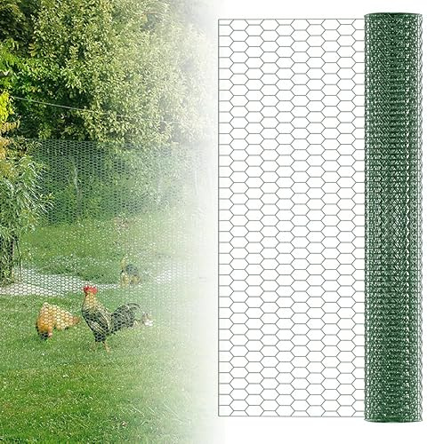 Aufun Nätstängsel sexkantigt nät, 35 m x 1 m, kan skäras till galler, sexkantig fläta, nätstaket, kaninnät, kycklingtråd, maskstorlek grön för trädgård, balkong och små djur