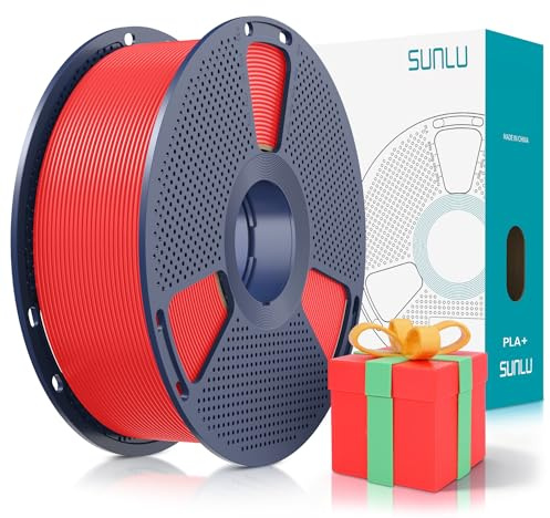 SUNLU PLA+ filament 1,75 mm, PLA-filament+ för 3D-skrivare, högre slitstyrka och hållbarhet, dimensionell noggrannhet +/- 0,02 mm, 1 kg, ny-röd
