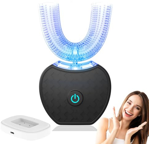 U Förmige Zahnbürste,elektrische Zahnbürste Ultraschall,rechargeable Toothbrush for Adults,schallzahnbürste,360°TiefenreinigungUltraschall Automatische Zahnbürste-Black