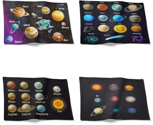 CEVAN Tovaglietta Colazione Personalizzata Tovagliette Natalizie Pianeta Set di 4, Sottopiatto Centrino Quadrate Ristorante, caffè, Picnic All'Aperto, 32x42cm