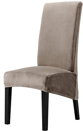 EBETA Funda para Silla in Terciopelo, XL Sedia da pranzo elástica Comedor Fundas Cubiertas para sillas, Cubre Funda Protectora Sillas Lavables para Banquetes Hogar Restaurante Hotel (Caqui, 6 Piezas)