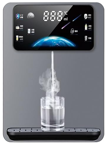 Erogatore acqua calda parete,erogatore acqua calda istantanea 2200 W,con blocco elettronico for bambini,apporto acqua quantitativo,schermo touch intelligente,6 temperature regolabili(Gray)