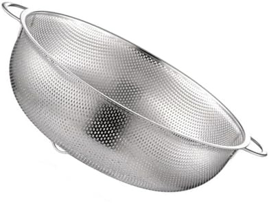 DIYEAH Cesta de Acero Inoxidable para Frutas y Verduras Colador Multiusos Microperforaciones y Doble Asa Diámetro Exterior 195 CM Adecuado para Lavar Escurrir y Almacenar Cocina