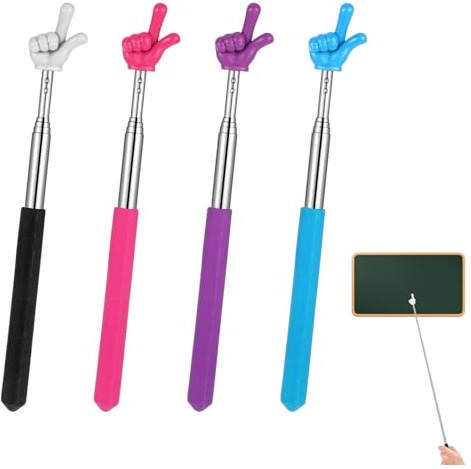 Bacchetta Telescopica Allungabile,4 PCS Puntatore Telescopico Estensibile Mini Bastone Retrattile per Insegnanti e Presentatori Bastone per Indicare con Dito Gadget per Presentazioni Conferenze