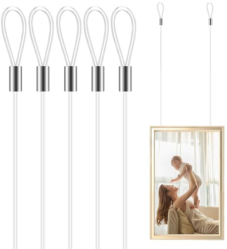 Toyvian Cuerda de Nailon Transparente para Colgar Cuadros 12 Unidades de 15 M Doble Presilla Alambre Colgante Invisible Resistente para Marcos y Decoración en Manualidades