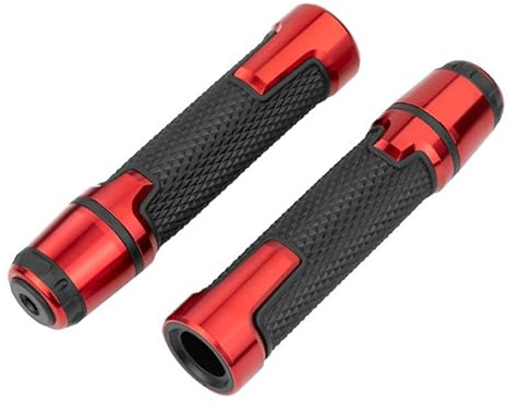 Motorrad AntiRutsch Lenkergriffe für Fantic Caballero Flat Track125 250 500 Rally/Scrambler 500, Universal Motorrad Griff Griffe Enden Passend für Motorrad Modifikation,A Red