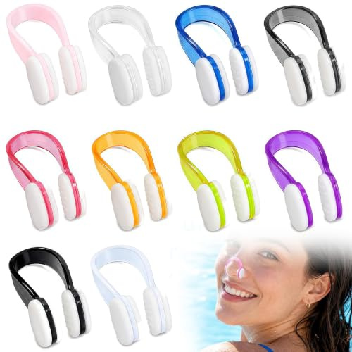 PIKABOOM 10 Pezzi Molletta Nasale in Silicone – Molletta per Il Naso per Nuoto per Donna e Uomo, Accessori per Nuoto con Scatola di Conservazione, Colorato