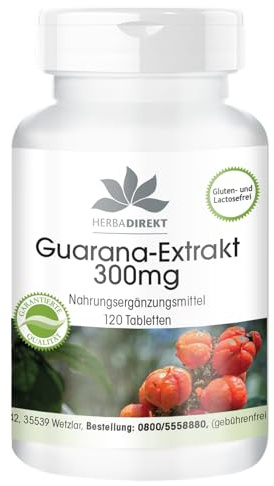 Guarana Extrakt aus 1200mg - Guarana - 120 Tabletten - vegan | HERBADIREKT by Warnke Vitalstoffe - Deutsche Apothekenqualität