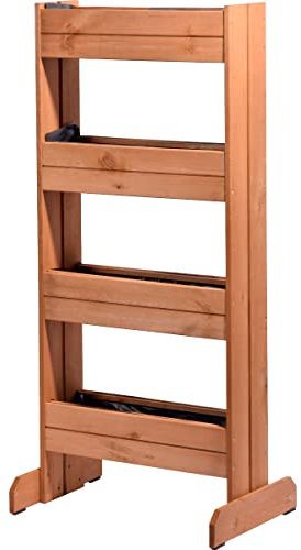 dobar® 58372FSCe Vertikales Blumenbeet Massivholz | Vertikales Hochbeet mit 4 Pflanzkästen | Vertikalbeet für Garten/Terrasse/Balkon | Blumentreppe inkl. Pflanzfolie | 55 x 40 x 125 cm | Braun