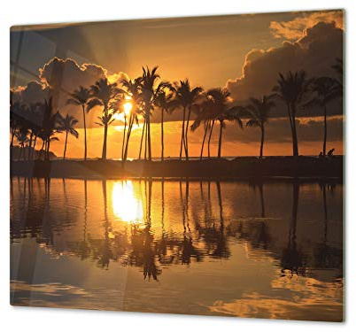 Planche à découper en verre trempé – Couvre-cuisinière et protège-plain de travail en verre résistant – UNE PIÈCE (60x52 cm) ou DEUX PIÈCES (30x52 cm chacune); D08 Série Nature: Arbres 1