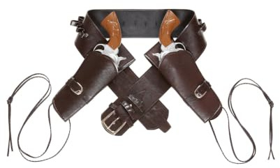 Horror-Shop Doppelter Western Kunstleder Holster für Räuber und Ganoven