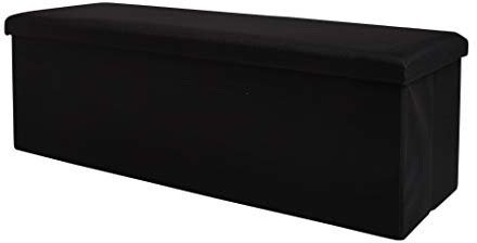 Zuvo Ottomane Aufbewahrungsbox - 110 x 38 x 38 cm - Faltbarer Stoffhocker Stuhl | Ottomane Pouffe Stühle für bis zu 300 kg, für Schlafzimmer, Flur, Wohnzimmer - Schwarz