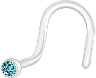 PIERCINGLINE PMFK Nasenstecker Spirale mit Kristall | FLEXIBEL | Piercing Nase Stecker | Farbauswahl