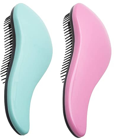 WYNK Detangling Brush 2-Pack for Adults & Kids - Green & Pink Hairbrush for Wet/Curly/Thick Hair, Gentle Knot Remover with Scalp Massage