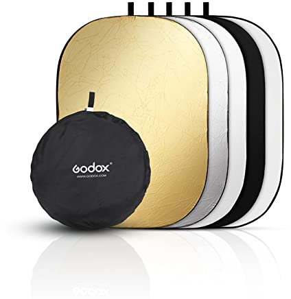 GODOX Collapsible Photography Light Reflector, 5-in-1 Oval Multi Disc Diffuser with Carrying Bag- Gold, Silver, Black, White, Translucent for Photo Studio Outdoor Lighting (100x150cm)