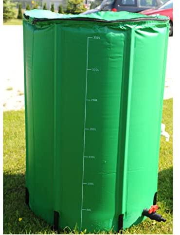 BASS POLSKA Tunna för regnvatten Tank för regnvatten från rännan Tank för regnvatten Praktiskt Vikbart Lätt att använda Batteri med snabbkoppling 390l ⌀ 70 x 98 cm