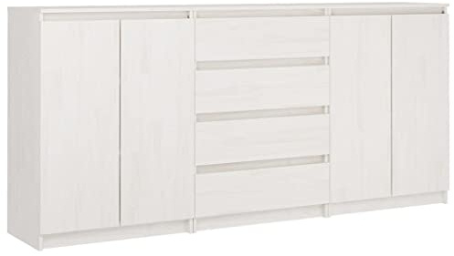 vidaXL Beistellschränke 3 STK. Weiß Massivholz Kiefer