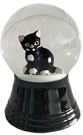 Schneekugel aus Echtglas - Fast wie echter Schnee Motiv sitzende Katze schwarz 4 cm