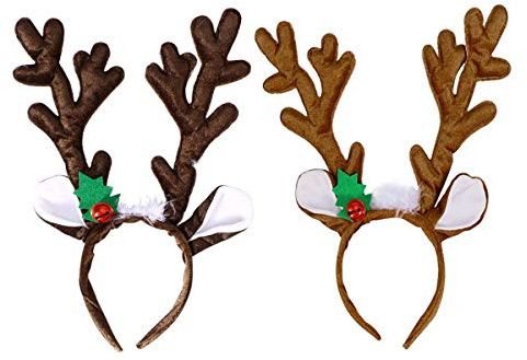 Spydge 2 stücke Rentier Geweih Niedlich Geweihe Stirnband Elch Geweih bzw. Haarreif Rentier Haarreif mit Glocken und Ohren für Weihnachten Ostern Party Dekoration
