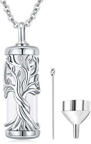 Friggem Baum des Lebens Asche Halskette, 925 Sterling Silber Memorial Urnen Kette für Asche, Feuerbestattung Urne Anhänger Asche Schmuck Andenken für Frauen Männer