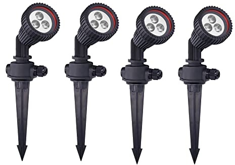 FORLIGHT Tidian (4 uds) Foco Proyector Exterior para Jardín con IP65. Proyector con Pincho para Césped. Para Bombilla GU10. Color Negro