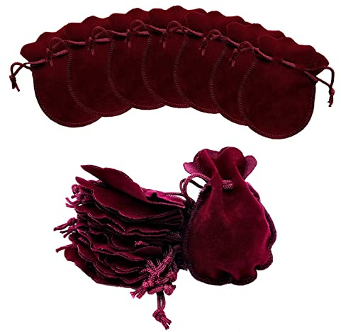 Spldsun 50 Stück Small Jewellery Velvet Bags, Schmuckbeutel mit Drawstring, für Aufbewahrung von Schmuck, Juwelen, SüßIgkeiten, Kleinen Geschenken und Kratzer Vermeiden (7 x 9 cm, Tief Rot)