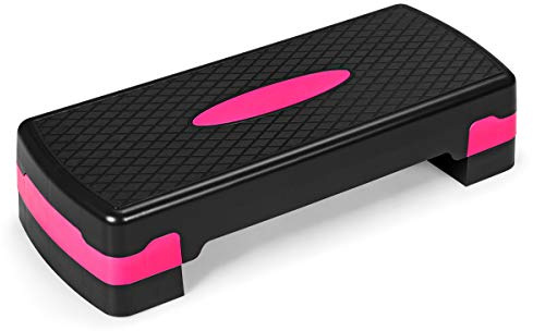 GYMAX Planche de Step Fitness Aérobic en PP, Step Hauteur Réglable & Tapis Antidérapant, Step d’Aérobic pour Maison & Bureau