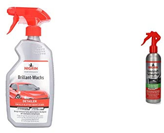 NIGRIN Performance Brillant-Wachs TURBO Auto Wachs, 500 ml Sprüh-Flasche, intensiviert Farben, bringt brillanten Hochglanz & Kunststoff-Tiefenpflege, seidenmatt, farbauffrischend, 300 ml