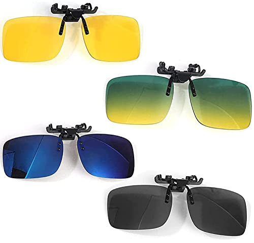 YANJIY Occhiali Da Sole Polarizzati Clip Unisex - Lente Polarizzata per La Visione Diurna e Notturna, Antiriflesso - 4 Pezzi