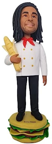 mydedor Individuelle Wackelkopf-Figur, individuelle Puppe, Hamburgerkoch, benutzerdefinierter Wackelkopf, Wackelkopf-Figuren, handgefertigt, personalisierte Skulptur, Geschenk für Männer