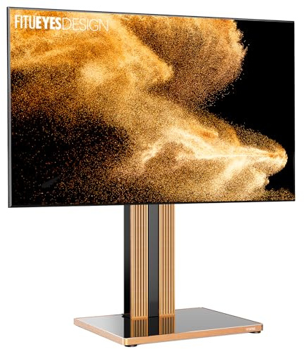 FITUEYES TV Ständer für 43 55 60 65 70 78 Zoll Fernseher bis 45kg TV Stand aus Buchenholz Luxuriös modern TV Standfuss höhenverstellbar