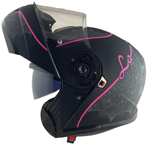 LS2 Helmet Casco Abatible Strobe 2 Talla M (57/58) Rosa Fluor y Negro Mate KPA con 22.06 y homologado P/J