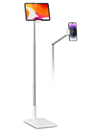 Viozon Tablet-Bodenständer, flexibler langer Arm, Tablet- und Handyhalterung, 360° winkelverstellbar, Aluminiumlegierung, Nachttisch, Sofa, Schreibtisch, kompatibel mit iPad, Kindle, iPhone 14, 13