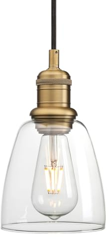 JIMUBEAM Industrial Glass Ceiling Pendant Light Kitchen Island | Adjustable Flex Cable, Retro Loft Bar Hanging Lamp Fixture ,for Dining Room, Living Room, Hallway, Entryway, Bedroom