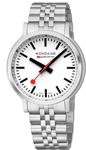 Mondaine Herren Analog Schweizer Quarzwerk Uhr mit Edelstahl Armband MST.4101B.SJ.2SE
