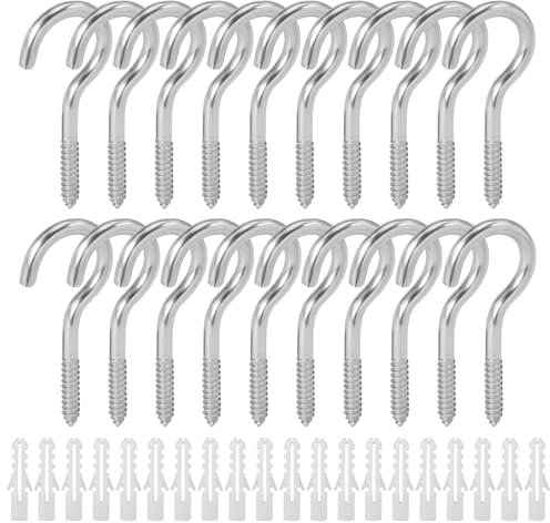 20 Pièces Crochets à Visser, M5 x 65mm Crochets à Vis, Boulon à Oeil Galvanisé, Piton à Visser Ouvertes, Petites Vis à Oeil de Mouton, Crochet à Visser Inox pour Suspension Maison, Bureau, Extérieur