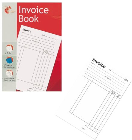 151 Chiltern Wove Full Size Invoice Receipt Book A5 1-80 Duplicate Sets with Carbon Paper Sheet
