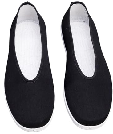 Slip-on Chinese Traditional Tai Chi Shoes, Kung Fu Old Beijing Martial Arts Canvas Shoes for Men and Women, Chinese Style Size Men 10/Women 11 Black
