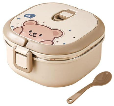 Scatola da pranzo quadrata, scatola da pranzo isolata per cibi caldi,Contenitori per pranzo coibentati - Portapranzo termico portatile quadrato di grande capacità, per uso alimentare, in acciaio in