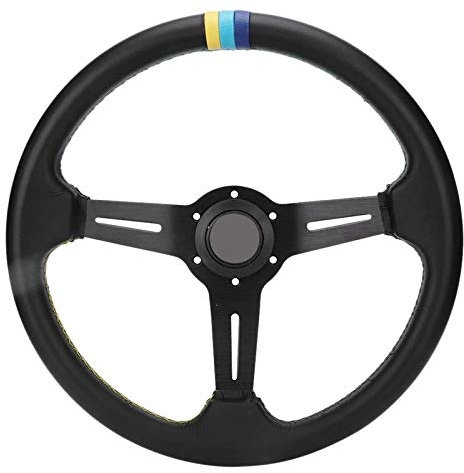 Volante Sportivo,Volante Auto Sportivo Steering Wheel car 350 millimetri / 14 pollici in lega di alluminio dello sterzo dell'automobile del veicolo Lega universale rotella (nero)